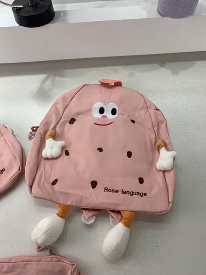 Ensemble de sacs d’école Kawai pour adolescents 3Pcs Language Rose – محفظة 3 قطع كاواي وردي