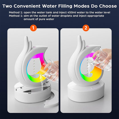 Humidificateur antigravité et haut-parleur Bluetooth RGB en forme de goutte d’eau – معطر جو ومكبر صوت