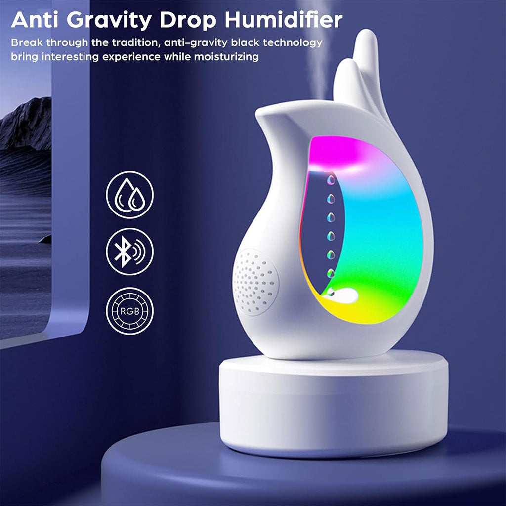 Humidificateur antigravité et haut-parleur Bluetooth RGB en forme de goutte d’eau – معطر جو ومكبر صوت