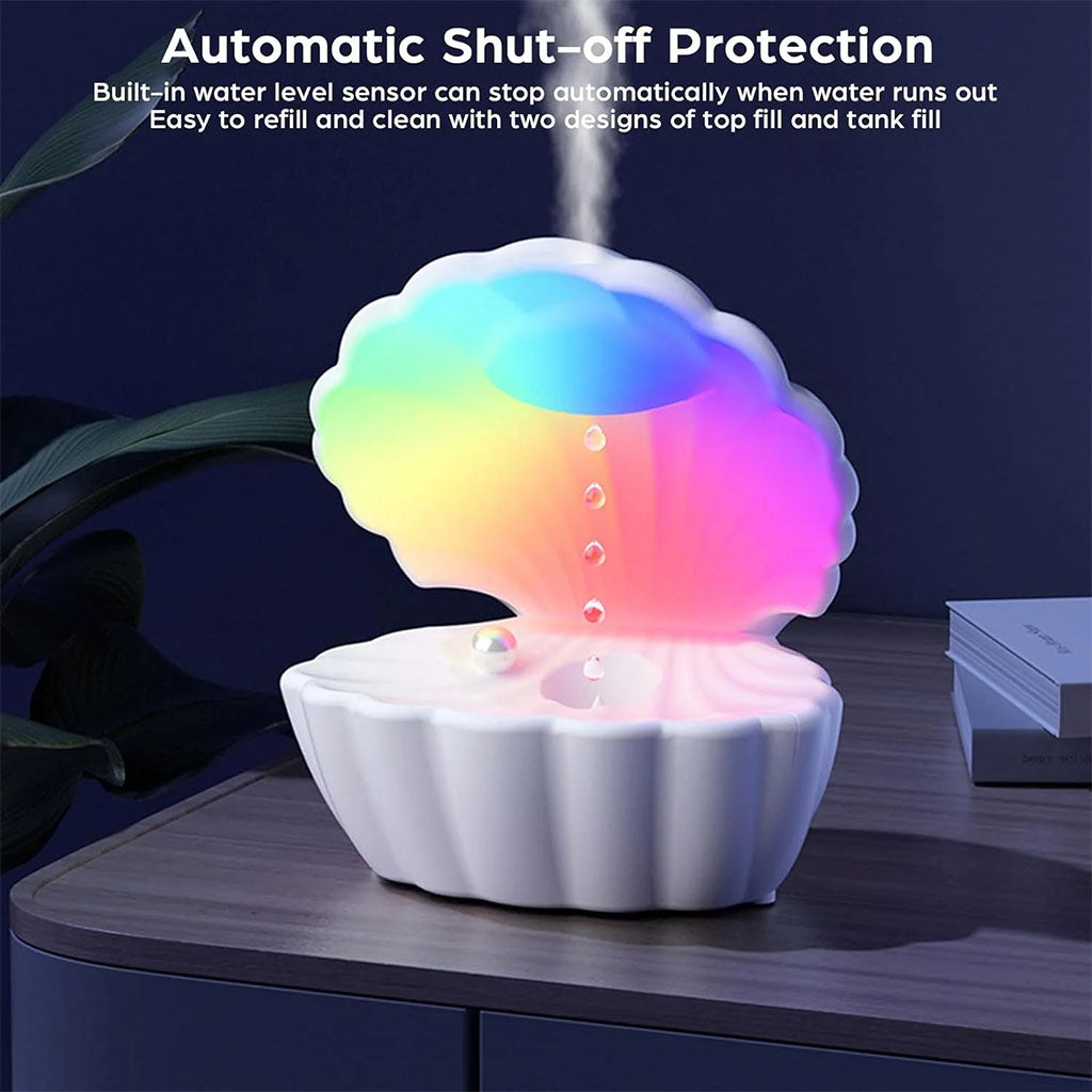 Humidificateur d’air et Haut Parleur BT avec lumière d’ambiance antigravité 550ml – مكبر صوت ومعطر جو على شكل محار البحر