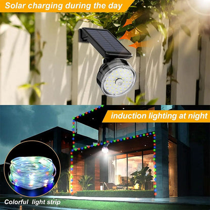 Lampe murale solaire avec détecteur de mouvement et guirlande lumineuse – مصباح خارجي بالطاقة الشمسية