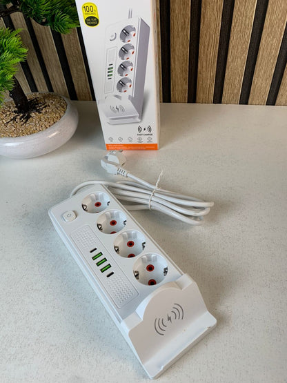 Multiprise POWER SOCKET 2500W avec USB, Type-C et chargement sans fil – مقبس طاقة وشاحن لاسلكي