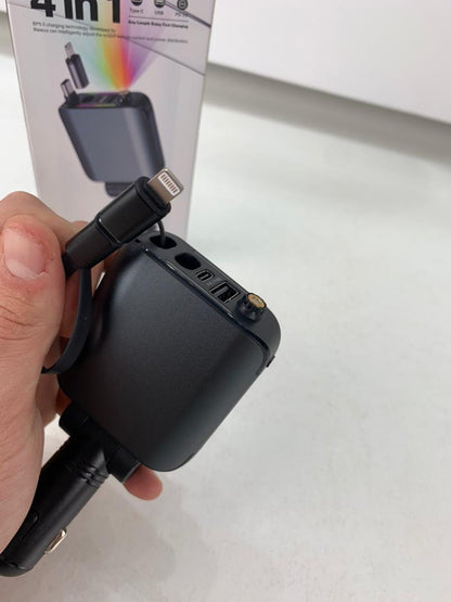 Chargeur Voiture 4en1 Rétractable 120W avec toit Starlight pour téléphones iOS et Android- شاحن سيارة متعدد المنافذ