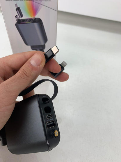 Chargeur Voiture 4en1 Rétractable 120W avec toit Starlight pour téléphones iOS et Android- شاحن سيارة متعدد المنافذ