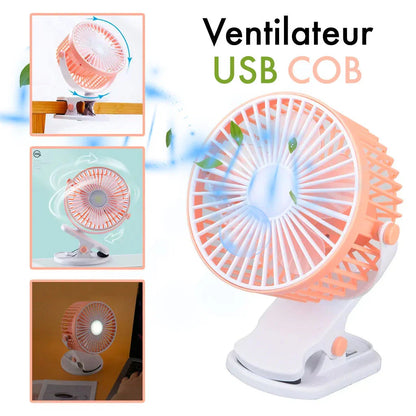 Ventilateur de bureau portable à pince réglable à 360°, rechargeable via USB - تنزوت