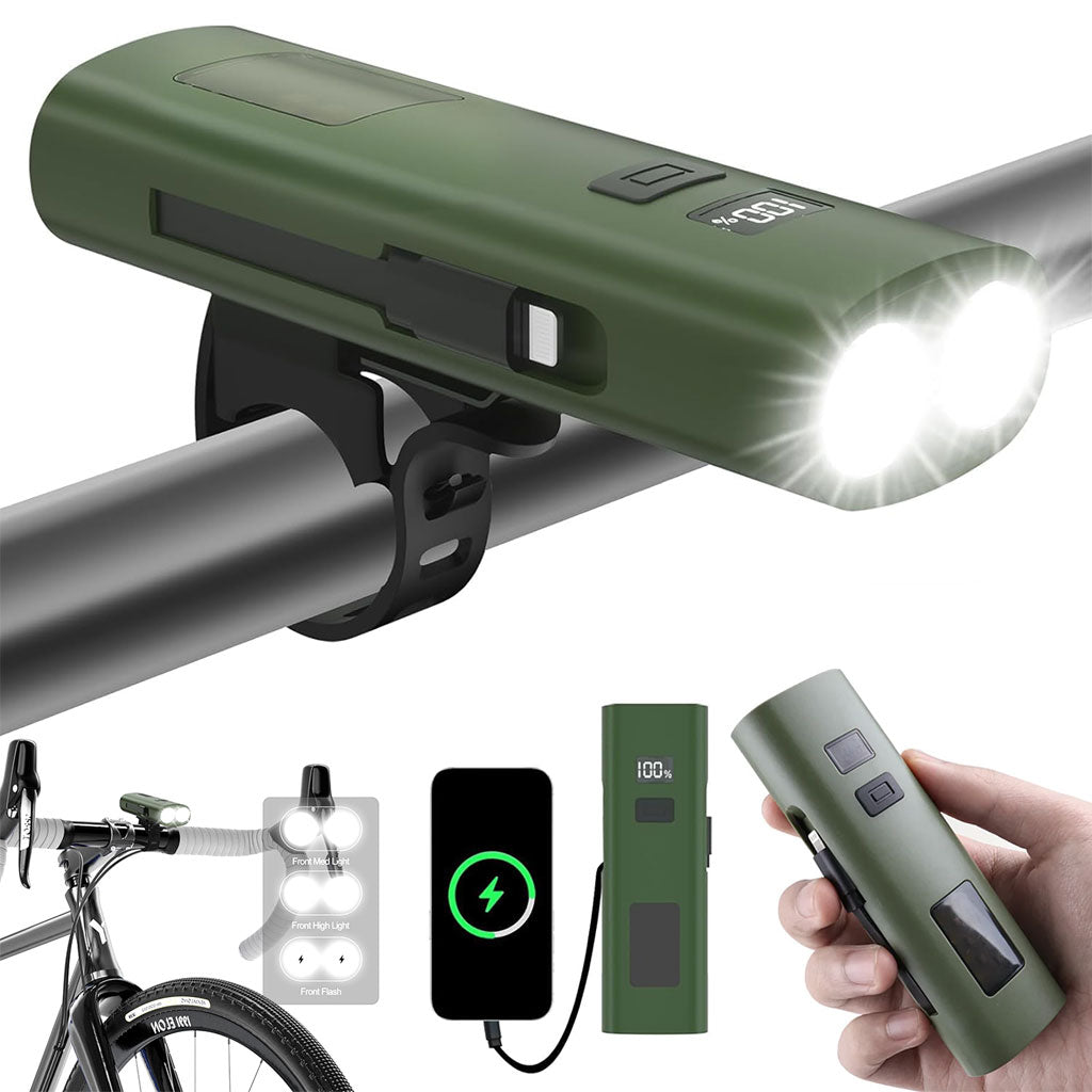 Éclairage de Vélo avant à LED et Power Bank 3000mAH – مصباح وبنك طاقة للدراجات الهوائية تنزوت
