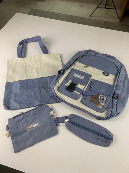 Ensemble de sacs d’école Kawai pour adolescents 4Pcs Guiyu V3 Bleu – محفظة 4 قطع كاواي أزرق
