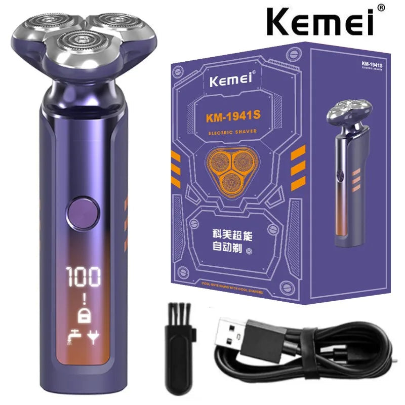 Kemei rasoir électrique complet du corps pour hommes , étanche, affichage numérique LCD, système flottant 3D, KM-1941s - تنزوت