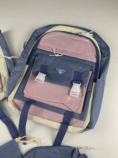 Ensemble de sacs d’école Kawai pour adolescents 5Pcs Guiyu V1 Bleu – محفظة 5 قطع كاواي أزرق