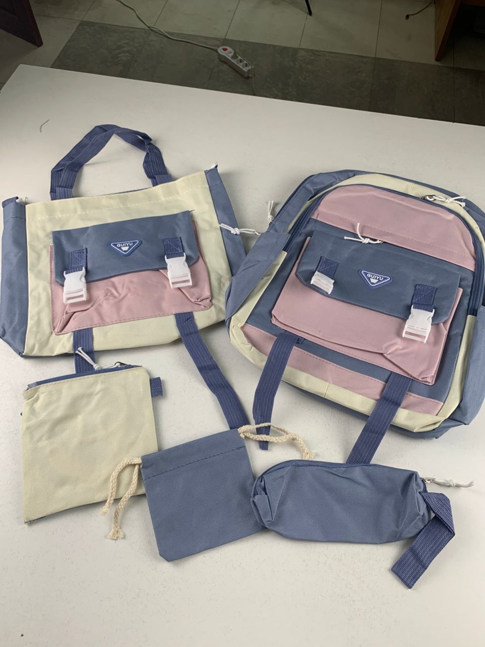 Ensemble de sacs d’école Kawai pour adolescents 5Pcs Guiyu V1 Bleu – محفظة 5 قطع كاواي أزرق