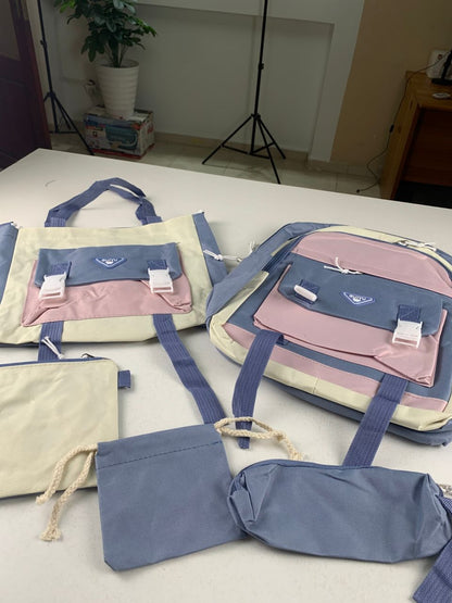 Ensemble de sacs d’école Kawai pour adolescents 5Pcs Guiyu V1 Bleu – محفظة 5 قطع كاواي أزرق