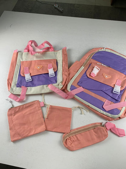 Ensemble de sacs d’école Kawai pour adolescents 5Pcs Guiyu V1 Rose – محفظة 5 قطع كاواي وردي