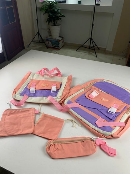 Ensemble de sacs d’école Kawai pour adolescents 5Pcs Guiyu V1 Rose – محفظة 5 قطع كاواي وردي