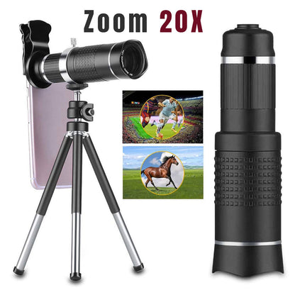 Téléobjectif pour smartphone à zoom optique 20x avec trépied - تنزوت