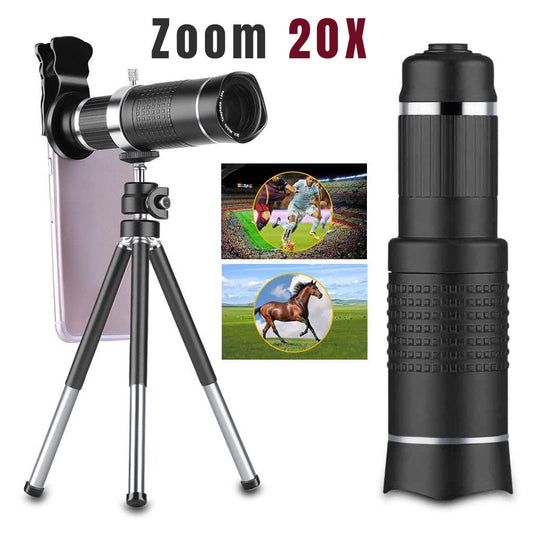 Téléobjectif pour smartphone à zoom optique 20x avec trépied - تنزوت
