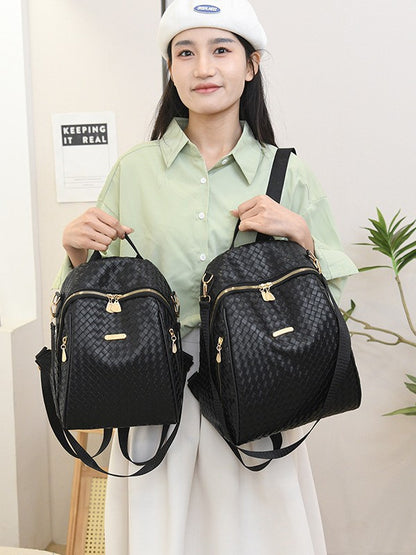 Sac à Dos Femme en Cuir Tressé Élégant avec Ceinture D'Épaule Convertible - حقيبة ظهر جلدية للنساء بتصميم فاخر