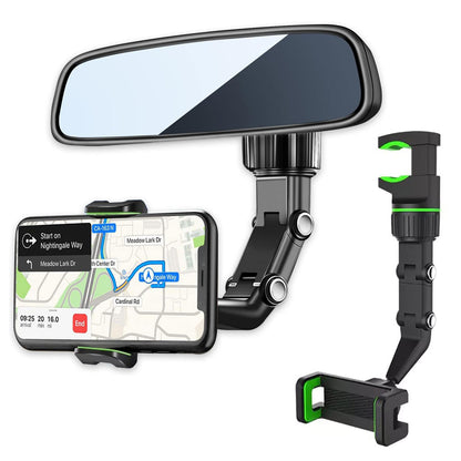 Support Téléphone Voiture pour Rétroviseur Rotation 360°, Bras Long Ajustable - حامل هاتف لمرآة الرؤية الخلفية للسيارة مع دوران 360° وذراع قابل