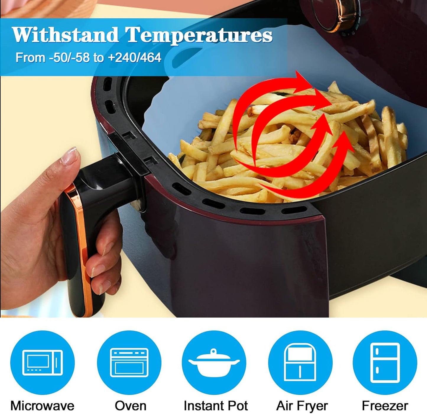 Pack de 3 moules en silicone pour friteuse à air chaud - طقم قوالب الطبخ في الفرن من سيليكون عالي الجودة