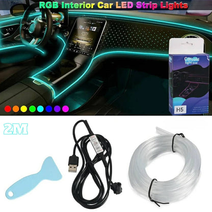 Bande lumineuse Fibre optique Led fluo RGB USB pour intérieur de voiture - تنزوت
