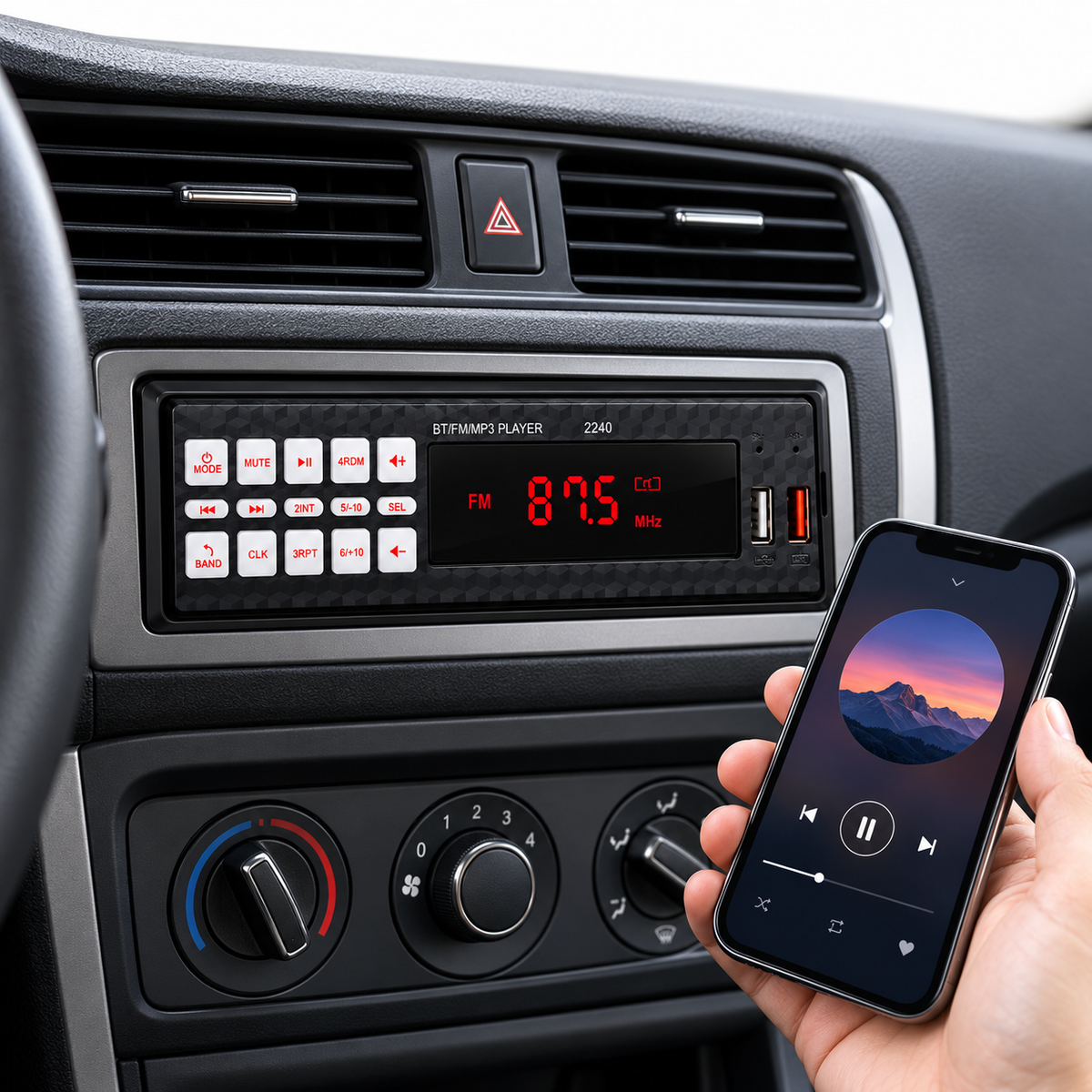 Autoradio MP3 Bluetooth pour Voiture 2240 - راديو ومشغل مسجل سيارة بلوتوث