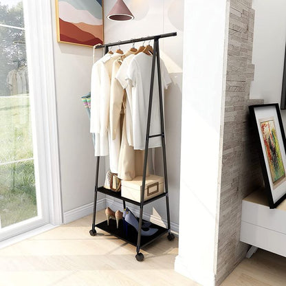 Porte-manteau en métal amovible avec roulettes, étagère de rangement multifonction