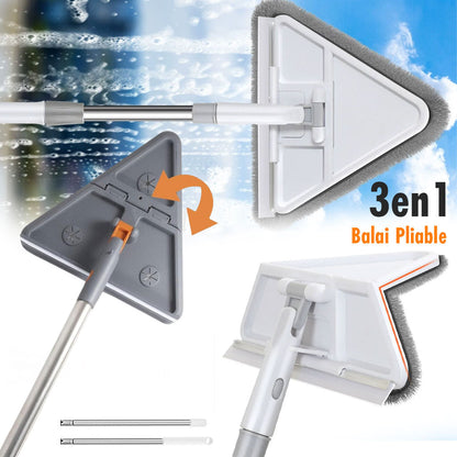 Vadrouille de Nettoyage avec Manche Long Pliable à 180° avec Grattoir – ممسحة من ميكروفيبر للتنظيف في أصعب المناطق - تنزوت