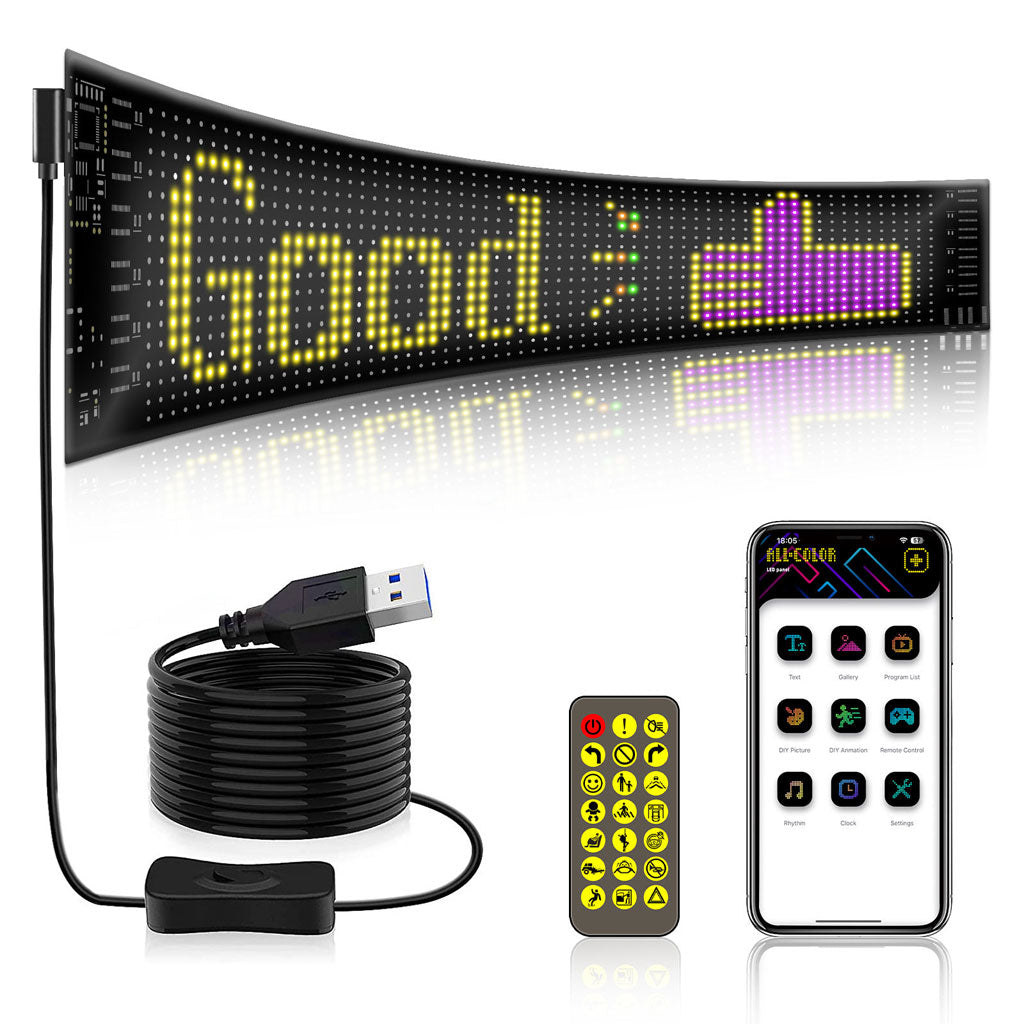 Bande LED Matrix Panel pour voiture écran souple programmable (92 x 374 mm)
