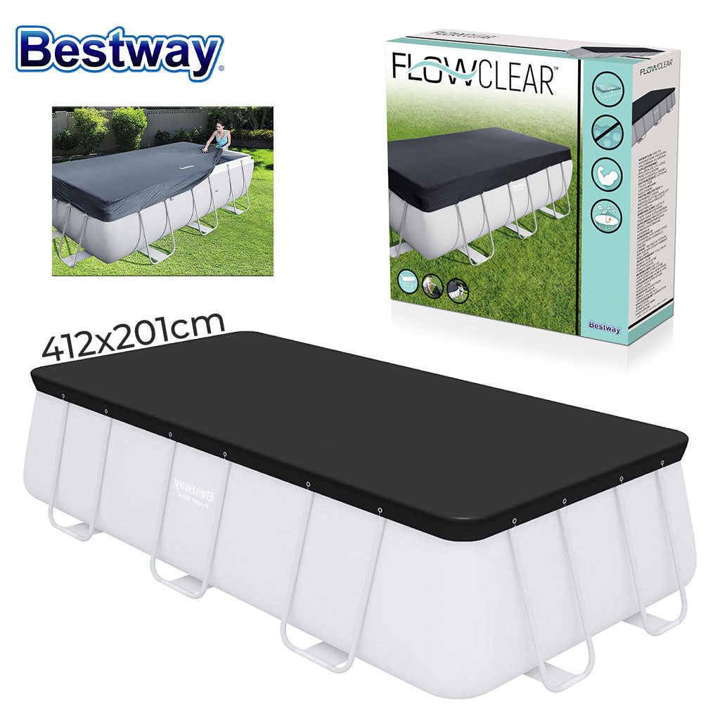 Bache Piscine Rectangulaire en Polypropylène 412x201cm Bestway 58232 – غطاء مسبح تنزوت