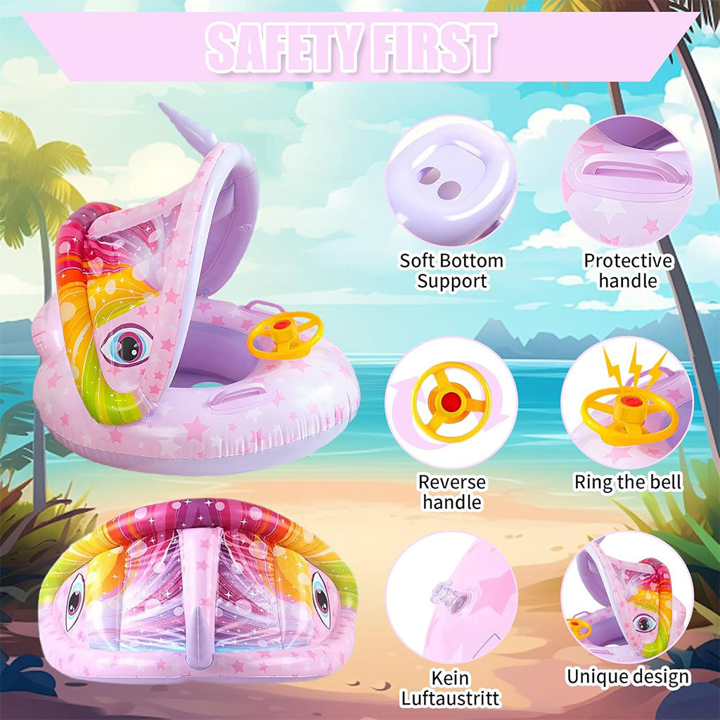 Bouée de natation gonflable pour bébé avec toit et Claxone – عوامة أطفال مع مظلة