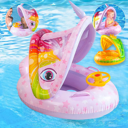 Bouée de natation gonflable pour bébé avec toit et Claxone – عوامة أطفال مع مظلة تنزوت