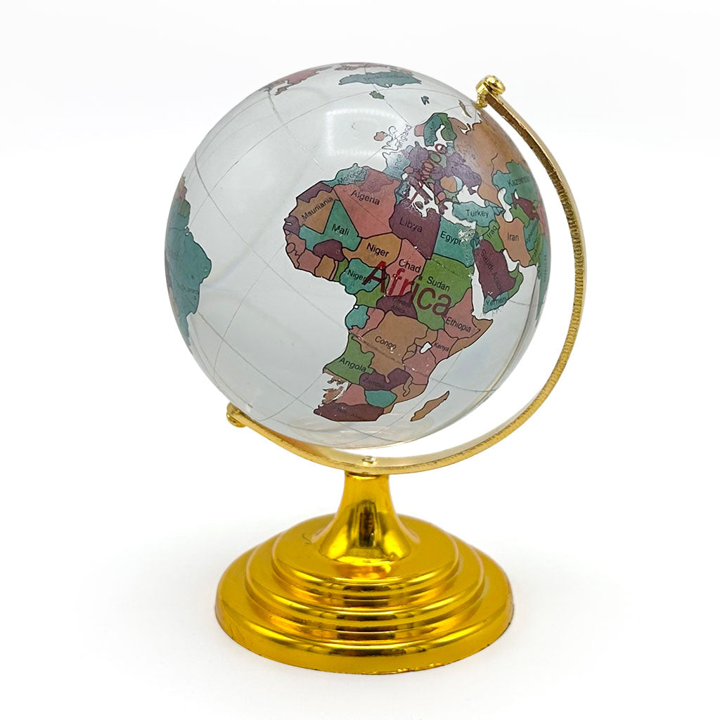 Globe en cristal décoratif rotatif parfait pour un bureau - كرة كريستالية بخريطة العالم