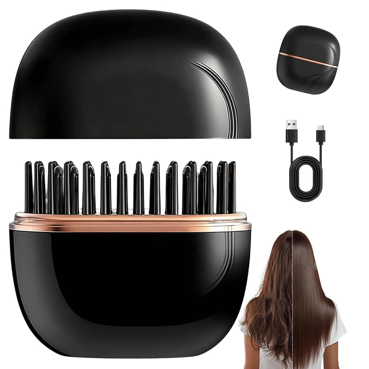 Brosse Lissante Chauffante Sans Fil HB-208 - مشطة شعر حرارية لاسلكية محمولة للتمليس السريع