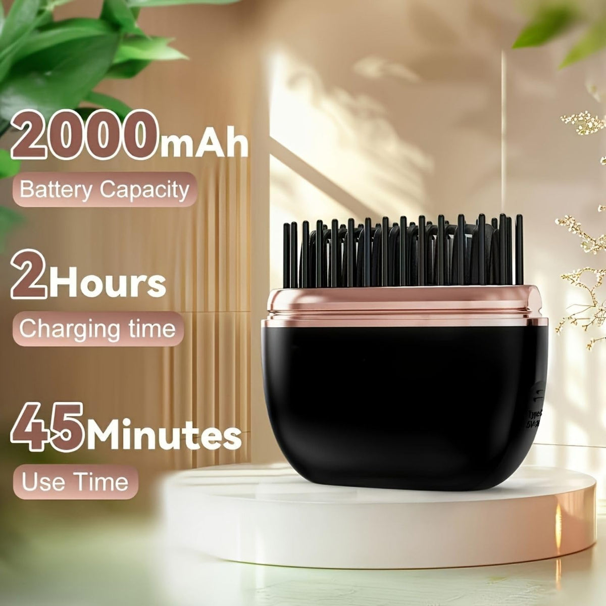 Brosse Lissante Chauffante Sans Fil HB-208 - مشطة شعر حرارية لاسلكية محمولة للتمليس السريع