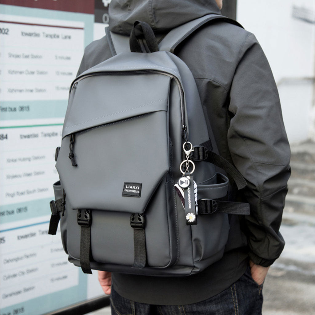 Sac à dos Tendance Pour Hommes en tissu Imperméable léger et respirant grande capacité SACHM08GR - حقيبة ظهر لحفظ الكمبيوتر المحمول والأعمال بتصميم