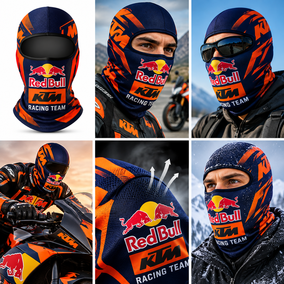 Cagoule Moto Thermique Balaclava Redbull - قناع واقي وجه كامل حراري للدراجات النارية