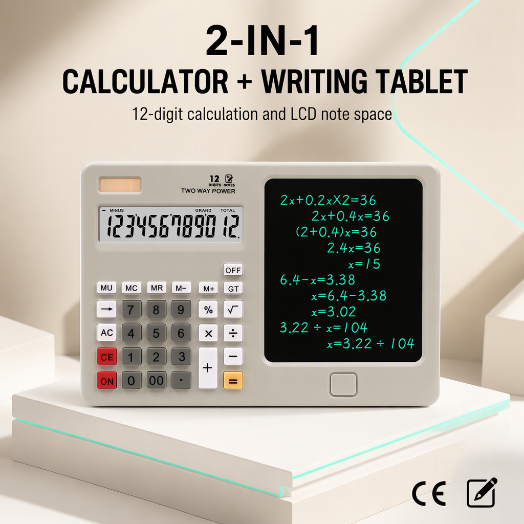 Calculatrice avec Tablette d'Écriture LCD 12 Chiffres - حاسبة رقمية مع لوحة كتابة