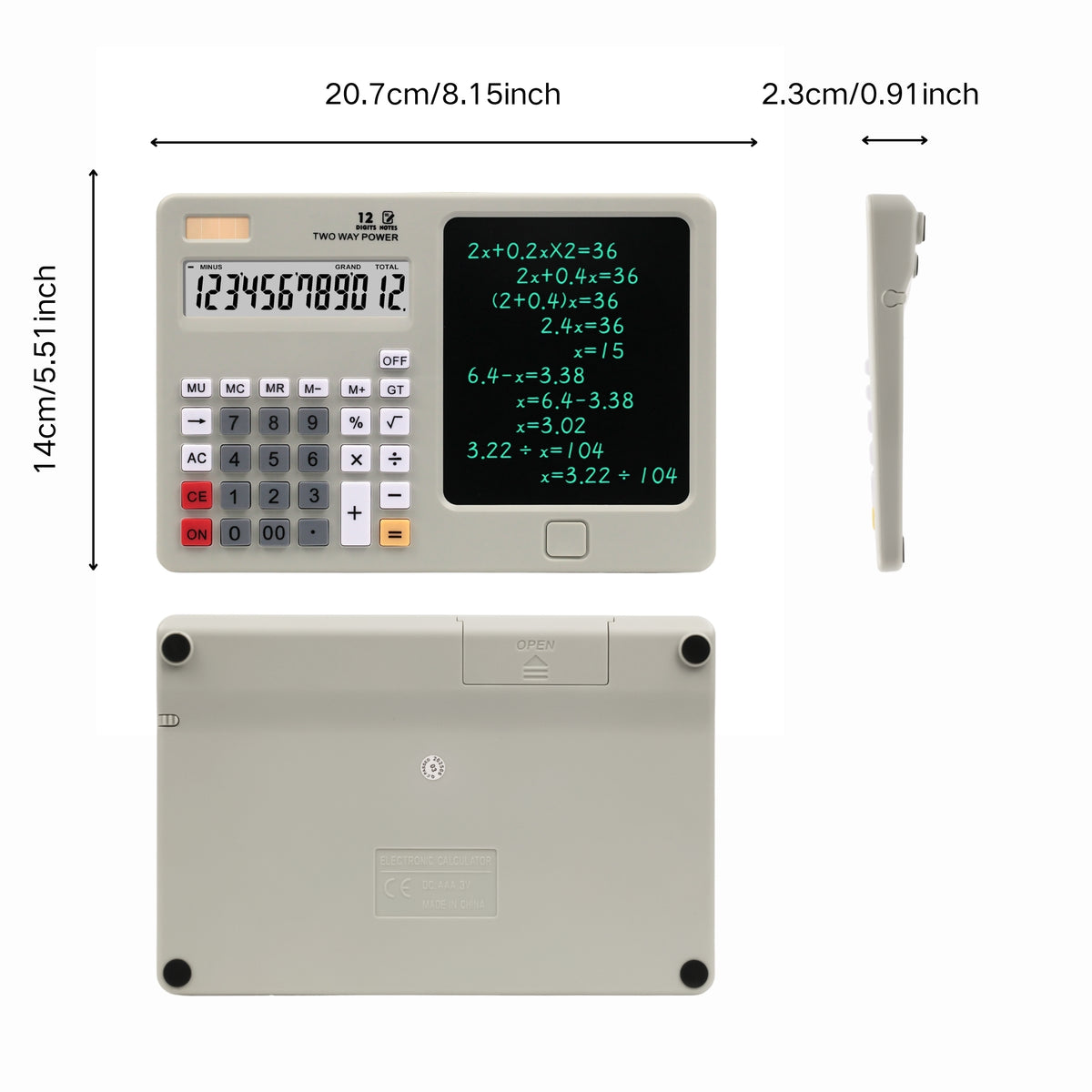 Calculatrice avec Tablette d'Écriture LCD 12 Chiffres - حاسبة رقمية مع لوحة كتابة