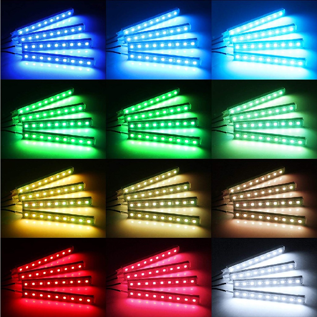 Kit de bandes lumineuses LED pour intérieur de voiture Rgb