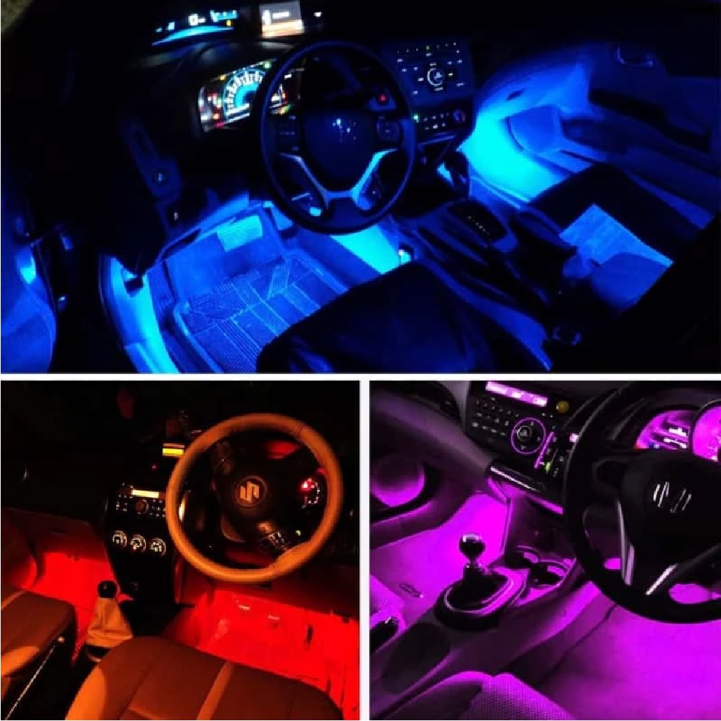 Kit de bandes lumineuses LED pour intérieur de voiture Rgb