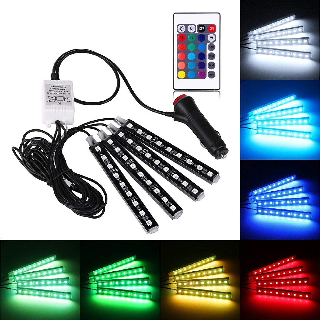 Kit de bandes lumineuses LED pour intérieur de voiture Rgb