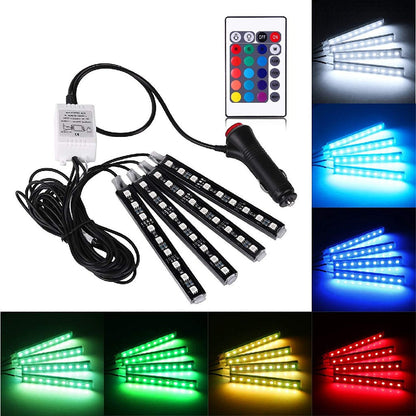 Kit de bandes lumineuses LED pour intérieur de voiture Rgb