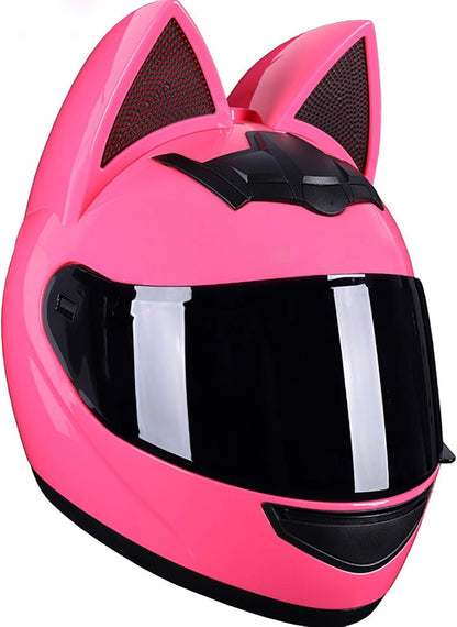 Casque de moto pour femme et fille avec oreilles de chat - خوذة احترافية للنساء