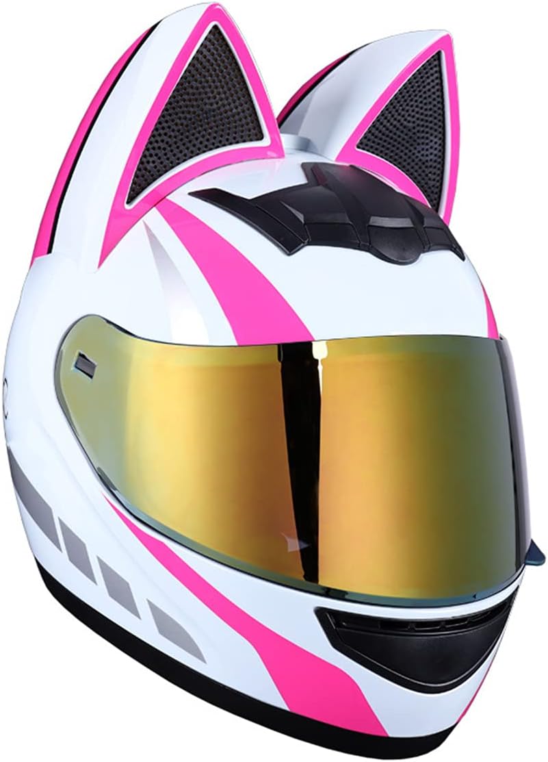 Casque de moto pour femme et fille avec oreilles de chat - خوذة احترافية للنساء