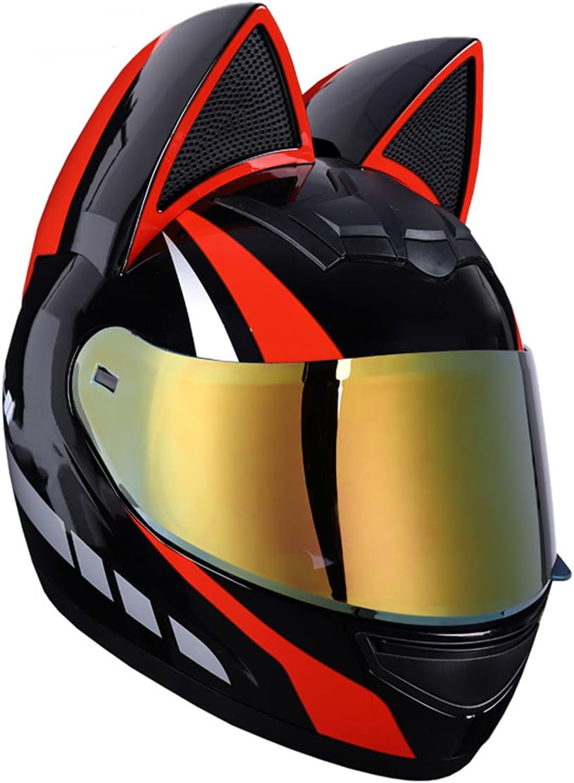 Casque de moto pour femme et fille avec oreilles de chat - خوذة احترافية للنساء