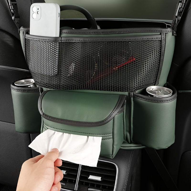 Sac de rangement central en cuir pour siège avant de voiture - تنزوت