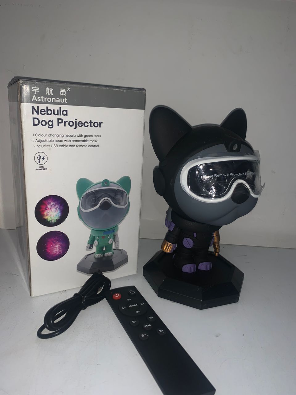 Bulldog Astronaute Projecteur Lampe Nébuleuses Espace Lumières