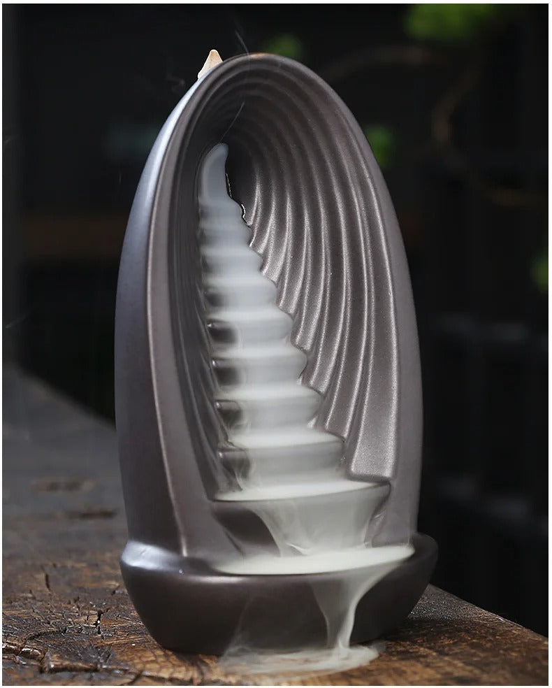 Brûleurs d'encens à reflux en céramique, fontaine cascade de fumée, méditation, aromathérapie تنزوت