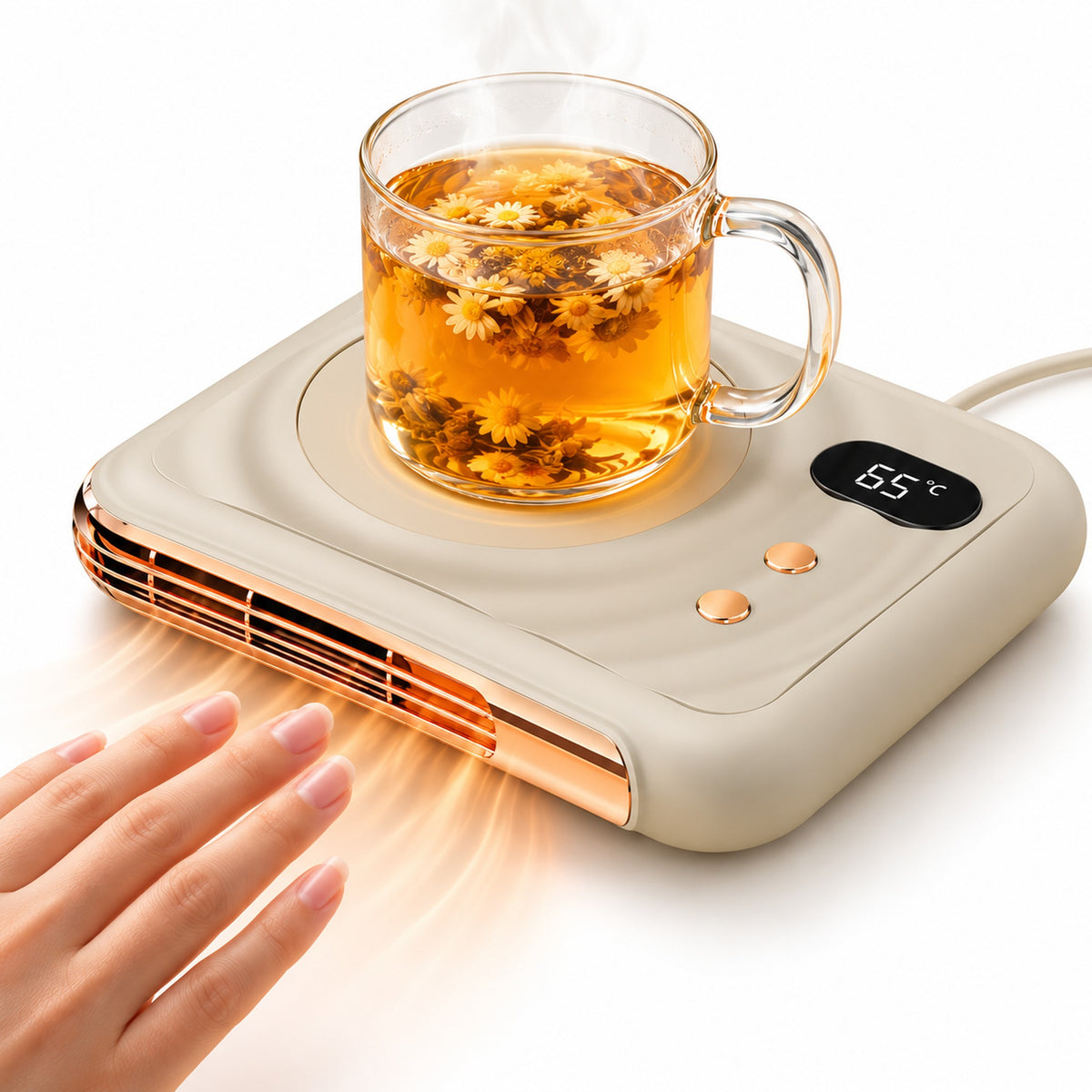 Chauffe-Tasse Électrique et Chauffe-Mains 2 en 1 à 3 Températures - مسخّن أكواب ومدفأة يدين مكتبية بثلاث درجات حرارة