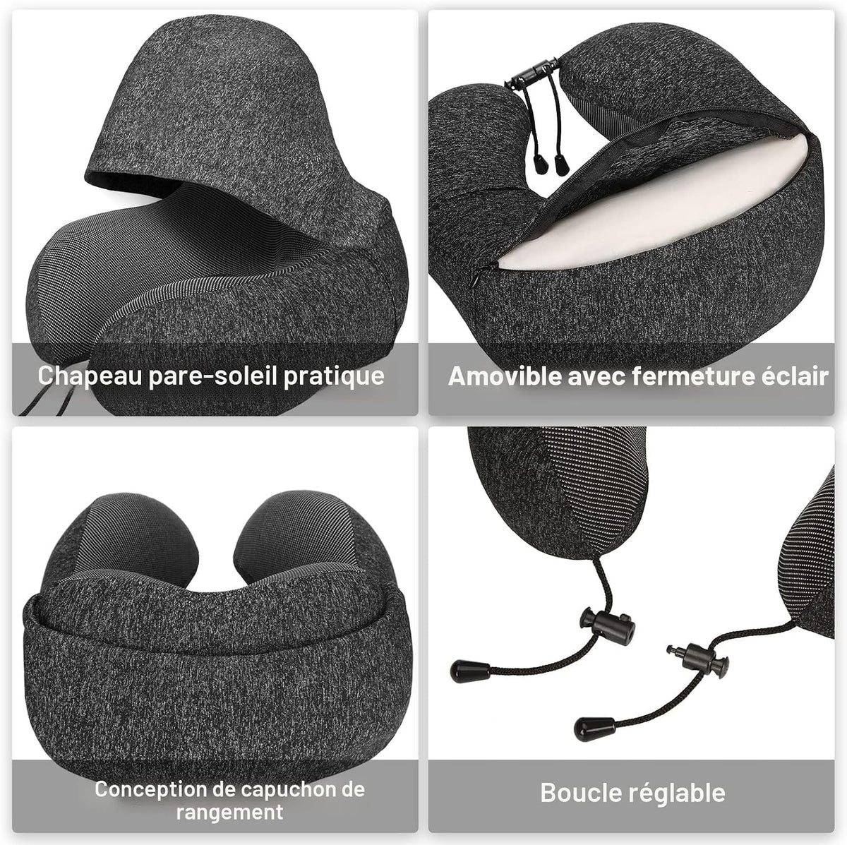 Coussin de Voyage en Mousse à Mémoire de Forme avec Capuche - وسادة سفر طبية بميموري فوم وغطاء رأس