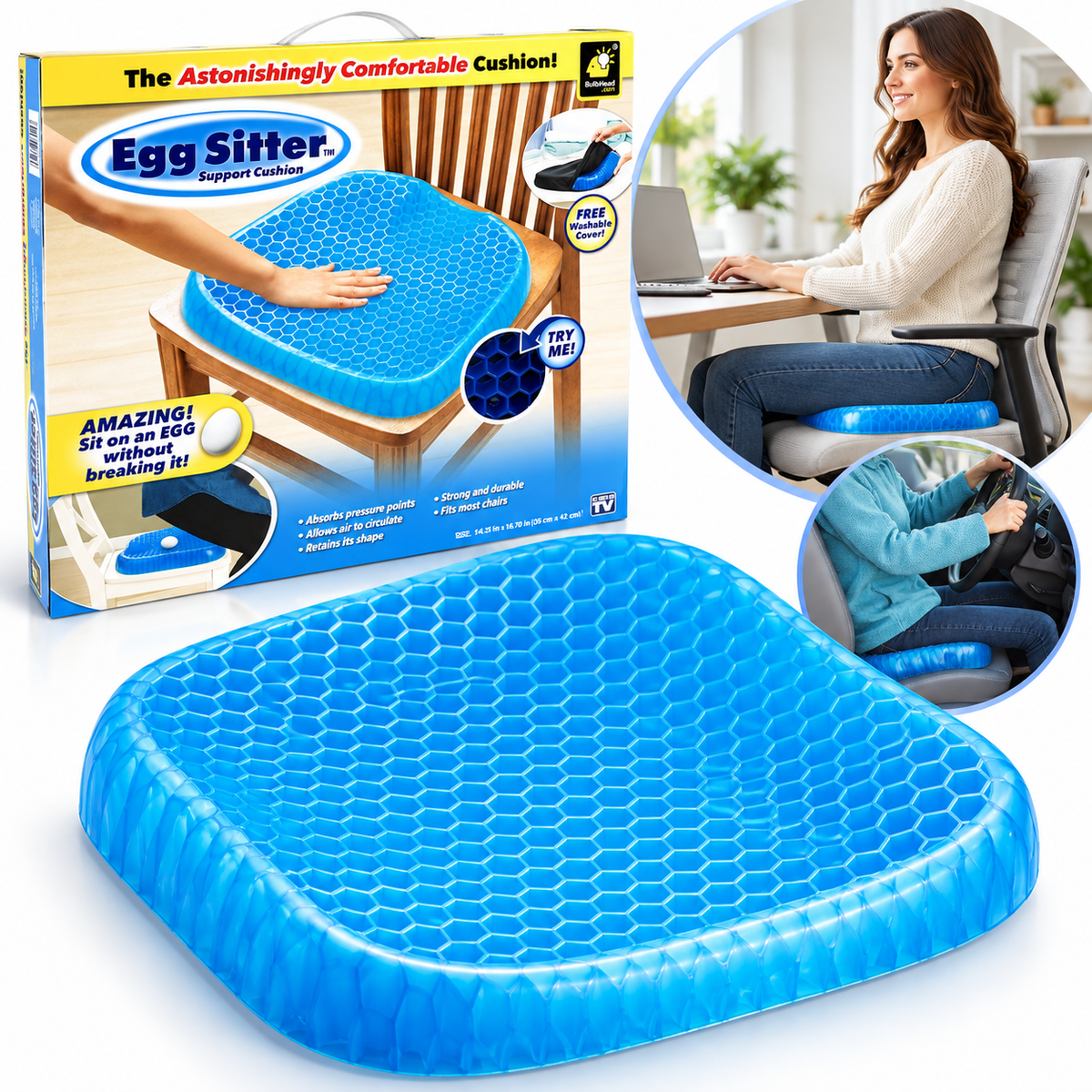 Coussin orthopédique de siège de gel EGG SITTER - وسادة جل طبية مريحة لتقليل الضغط
